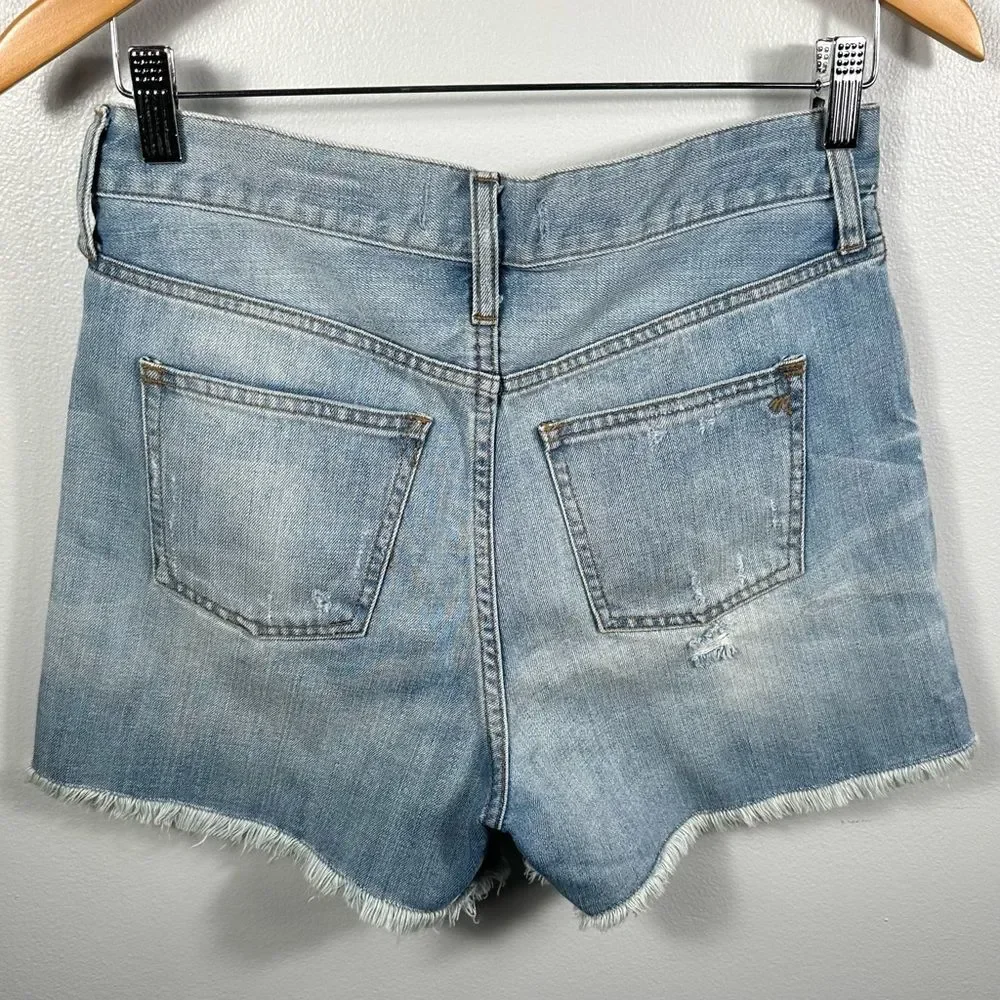 Madewell Light Wash Denim Frayed Hem The Perfect Summer Short Size 27 Summer